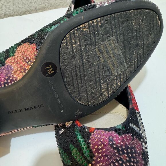 Alex Marie Bevier Elegant Rhinestone Floral Low Block Heel Shoes - Picture 12 of 12